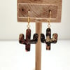 Black - Gold  fire Cacti dangle earrings