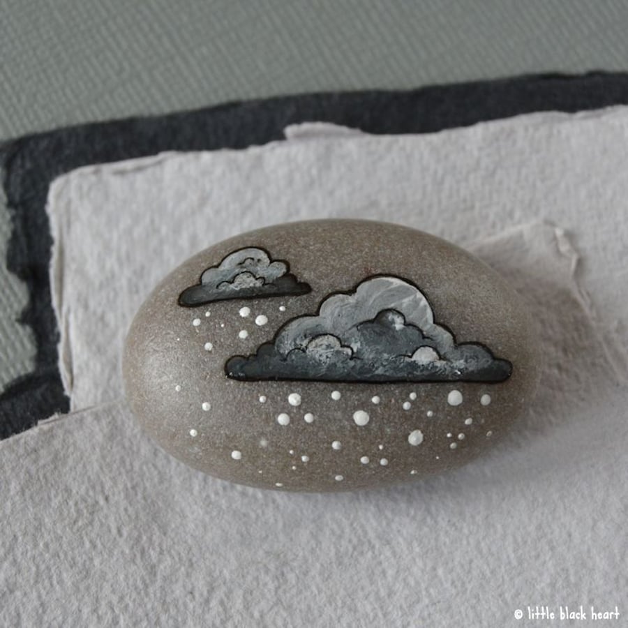 snow cloud 4 - painted pebble