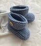 Hand knitted ‘Josh’ Baby Boy’s Booties (0-3 months) - Image 3