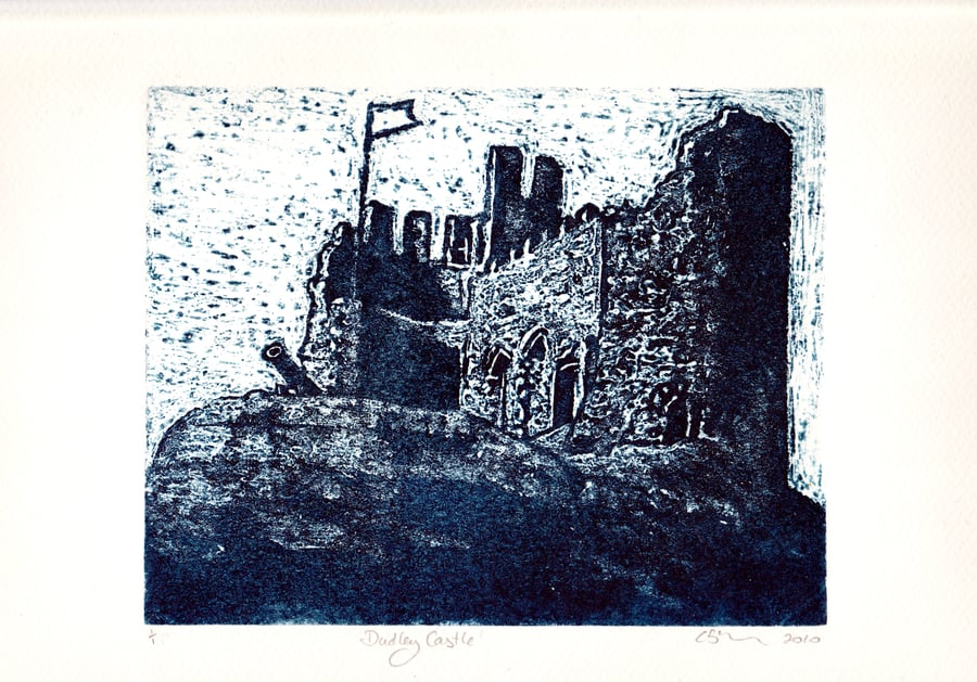 Dudley Castle One Off Hand Pulled Collagraph Print 