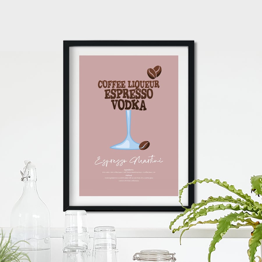 Espresso Martini Cocktail Poster Word Art Poster