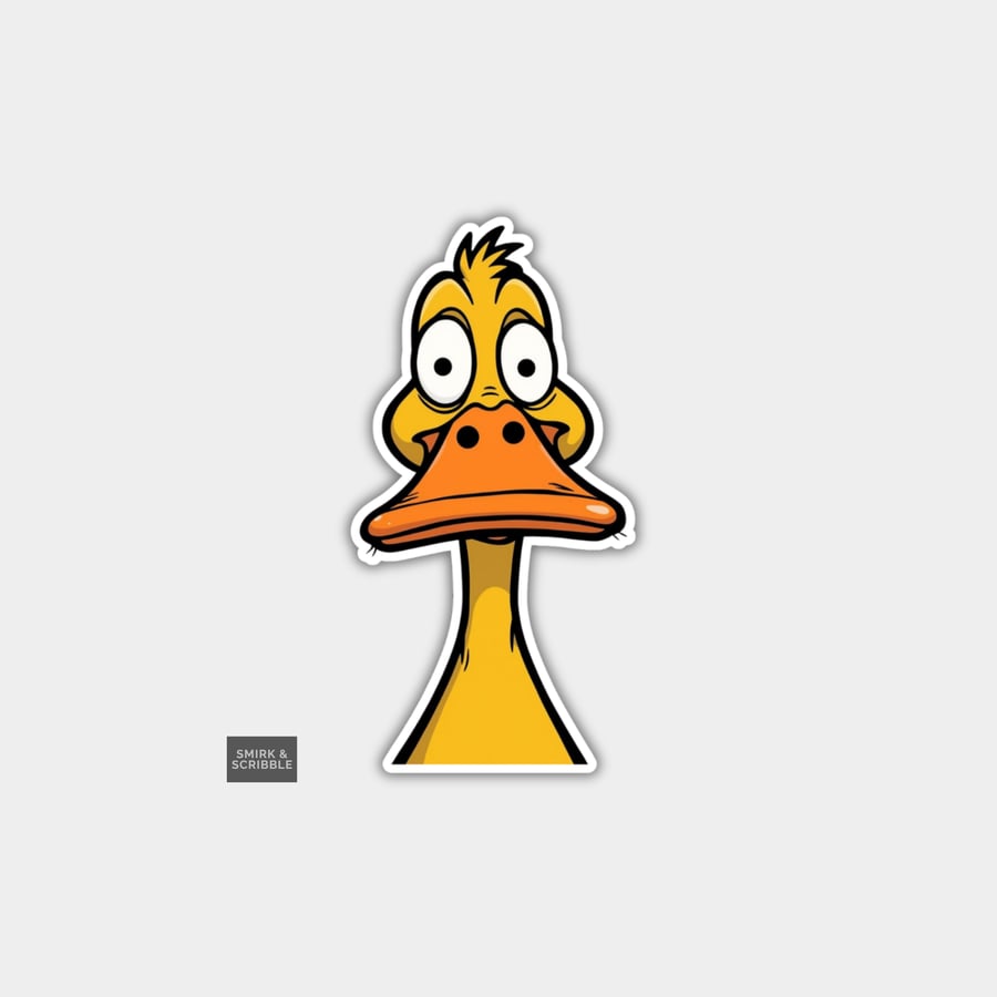 Funny Novelty Vinyl Sticker - Grumpy Duck