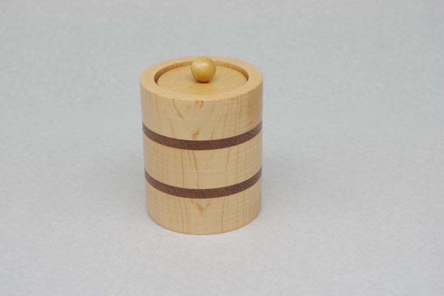 Small Wooden Trinket Ring Box. Handmade. Beech and South American Mahogany.