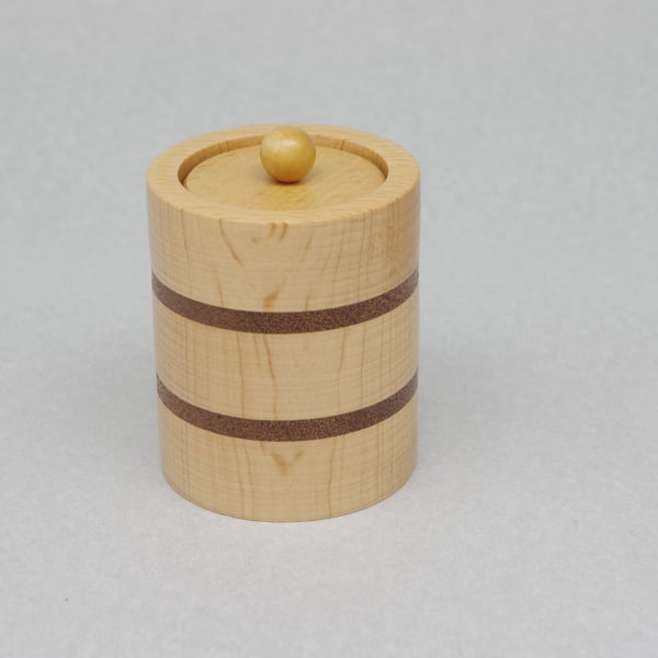 Small Wooden Trinket Ring Box. Handmade. Beech and South American Mahogany.