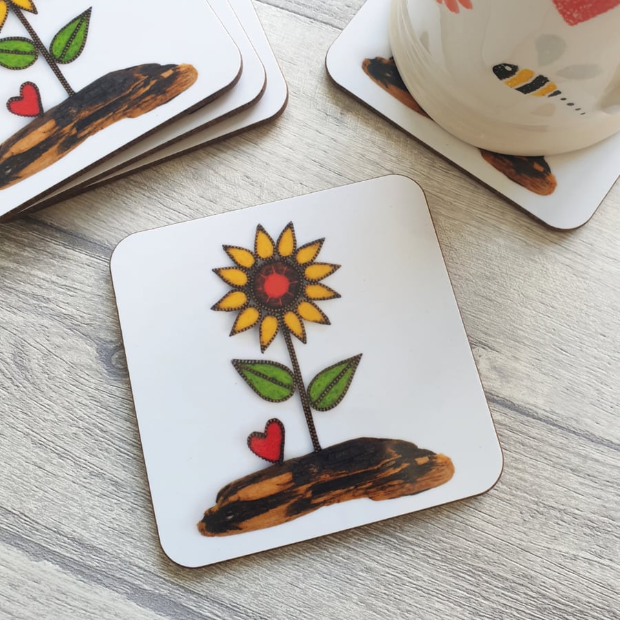 Sunflower Melamine Coasters