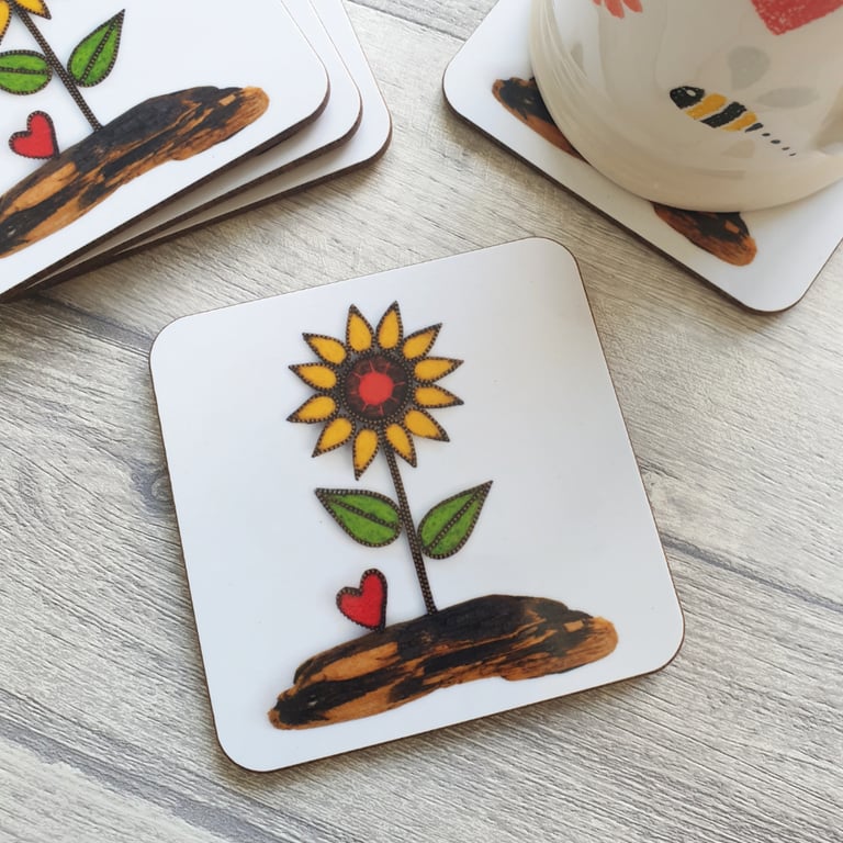 Sunflower Melamine Coasters