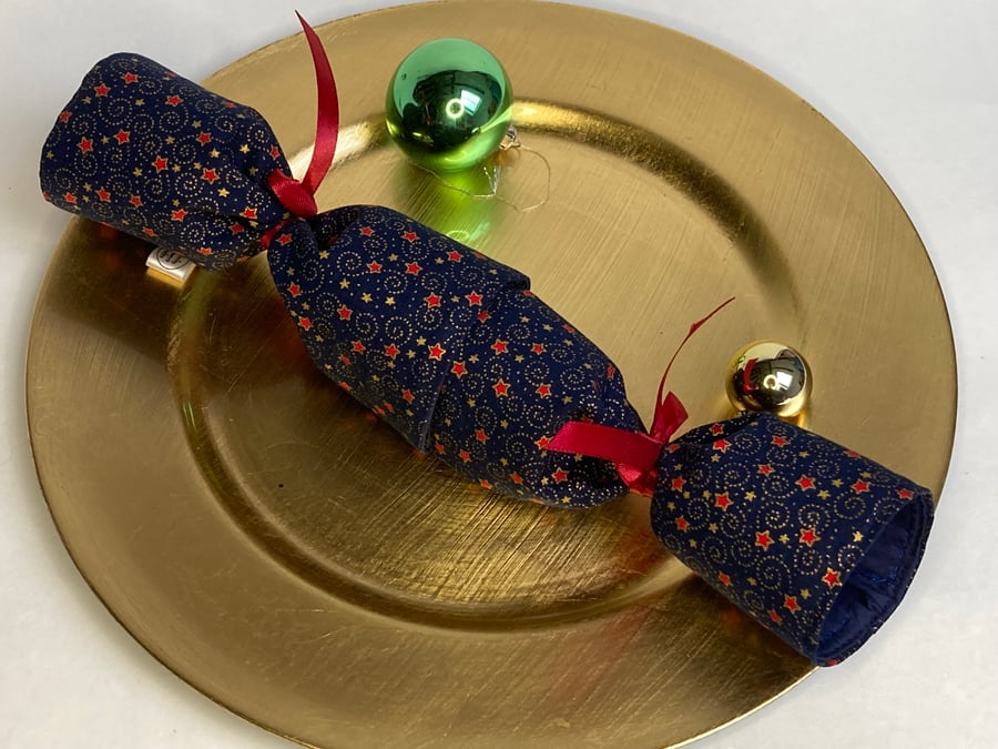 Reusable Christmas Cracker. Navy with stars