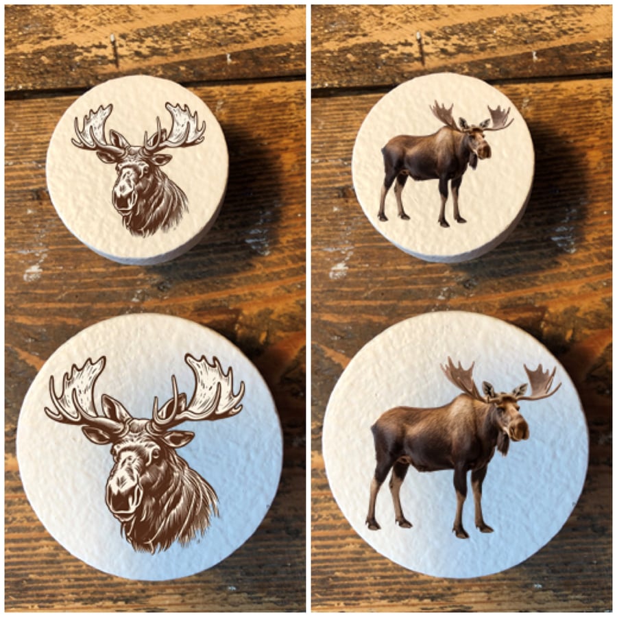 Handmade Moose Elk pine door knobs wardrobe drawer handles decoupaged
