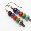 Czech Glass Earrings, Faceted Rondelle Earrings, Multi Colour Earrings.