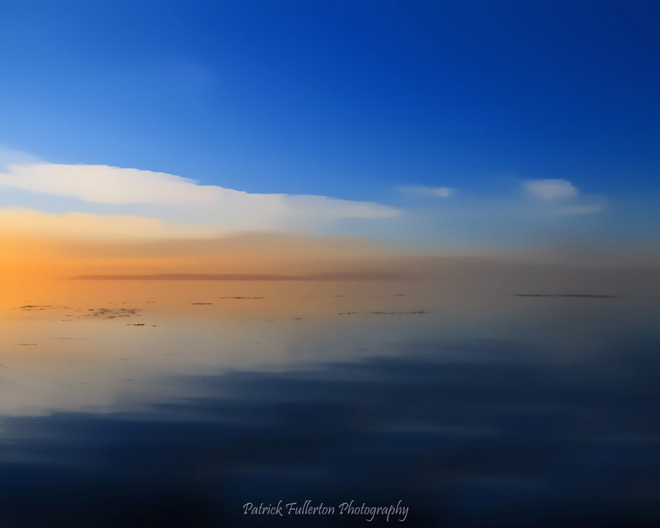 Ayrshire coast art print, view of Arran from Greenan shore south west Scotland