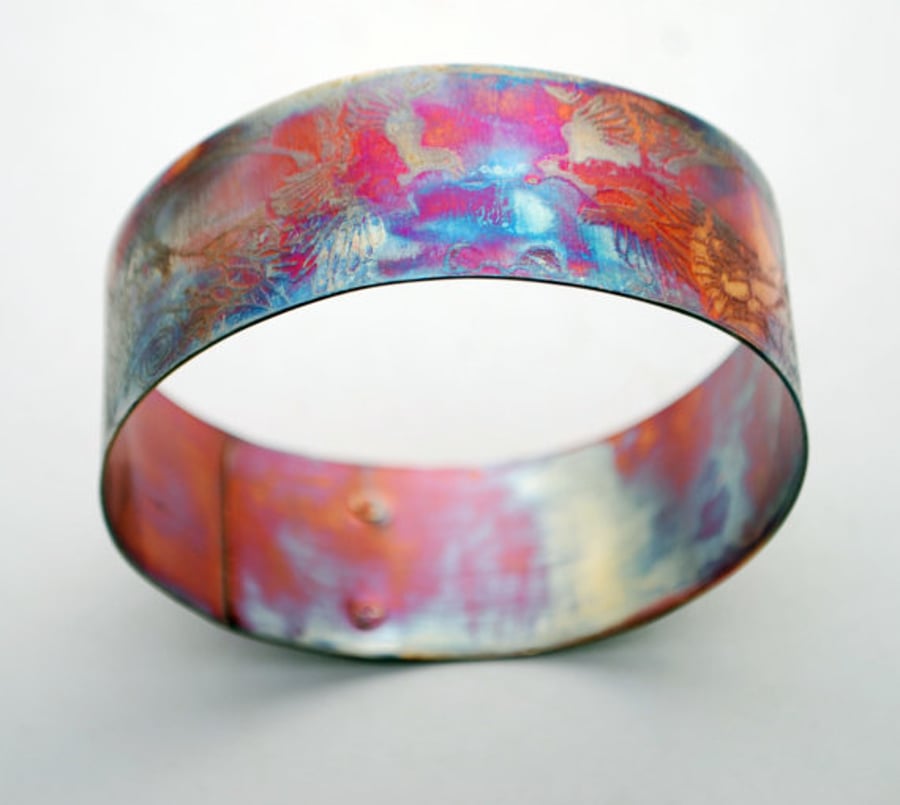 Copper Magpie Bracelet Bangle, good luck symbol