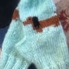 Dachshund mittens . Ladies mitts, Sausage dog . Open thumb for texting .Hand kni