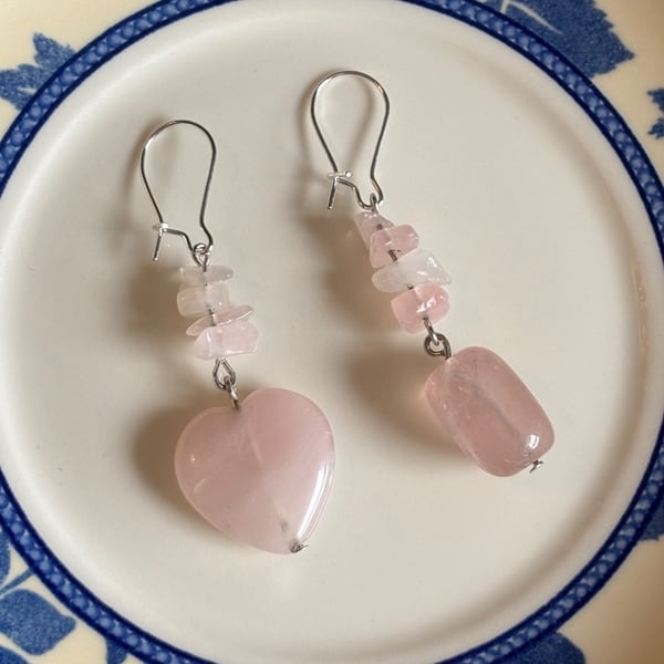 Mismatched rose quartz earrings 