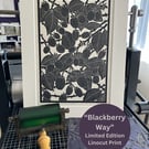 Lino Print - "Blackberry Way" - Limited Edition - Hand Printed