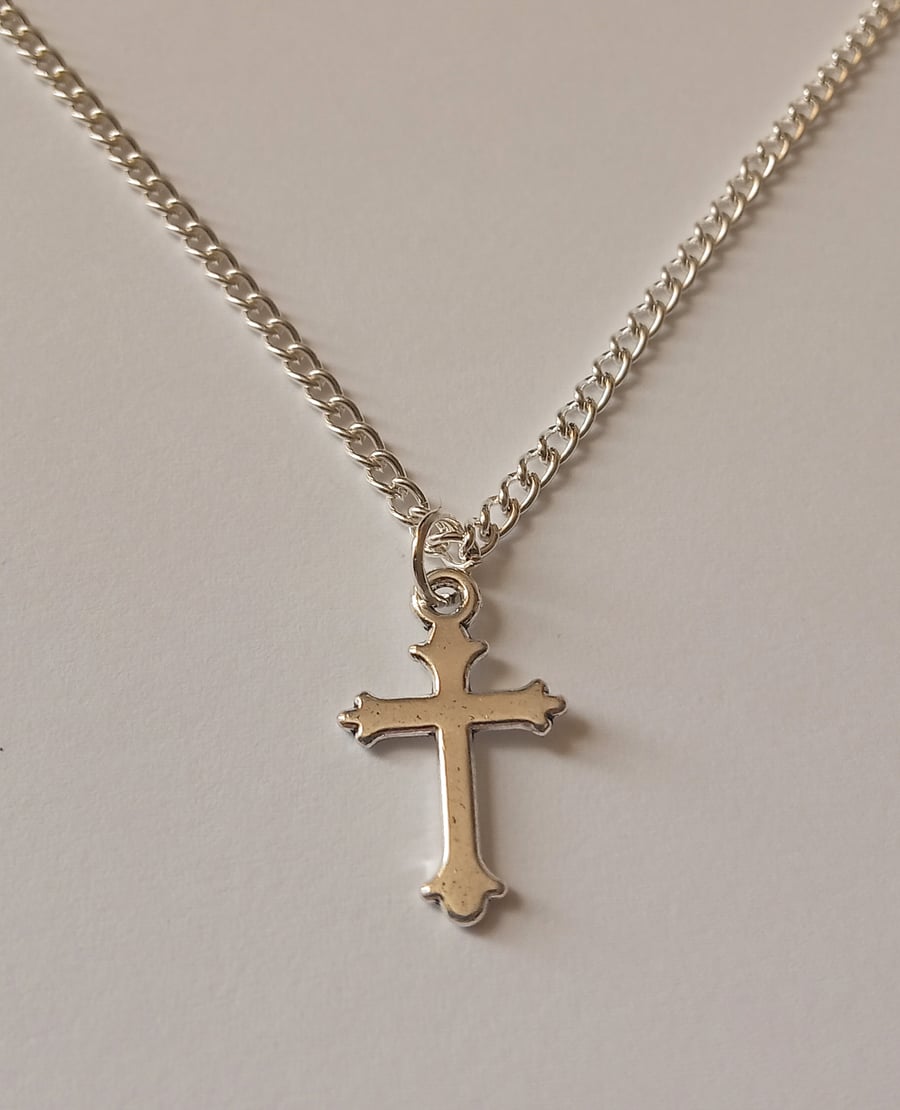 Small Cross Silver Plate Necklace