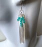 Amazonite and Mother of Pearl Shell Drop Earrings, Silver Shell Dangle Earrings - Image 7