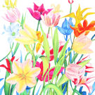  Colourful Spring Tulips Blank Greeting Card from Original Watercolour Painting