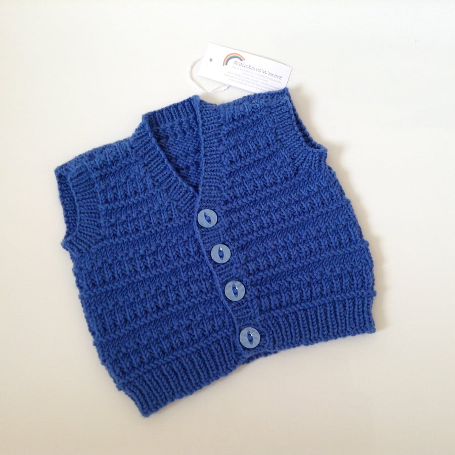 Knitted Baby Waistcoat in Blue