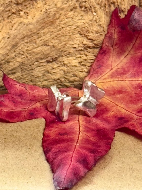 Recycled silver butterfly stud earrings 
