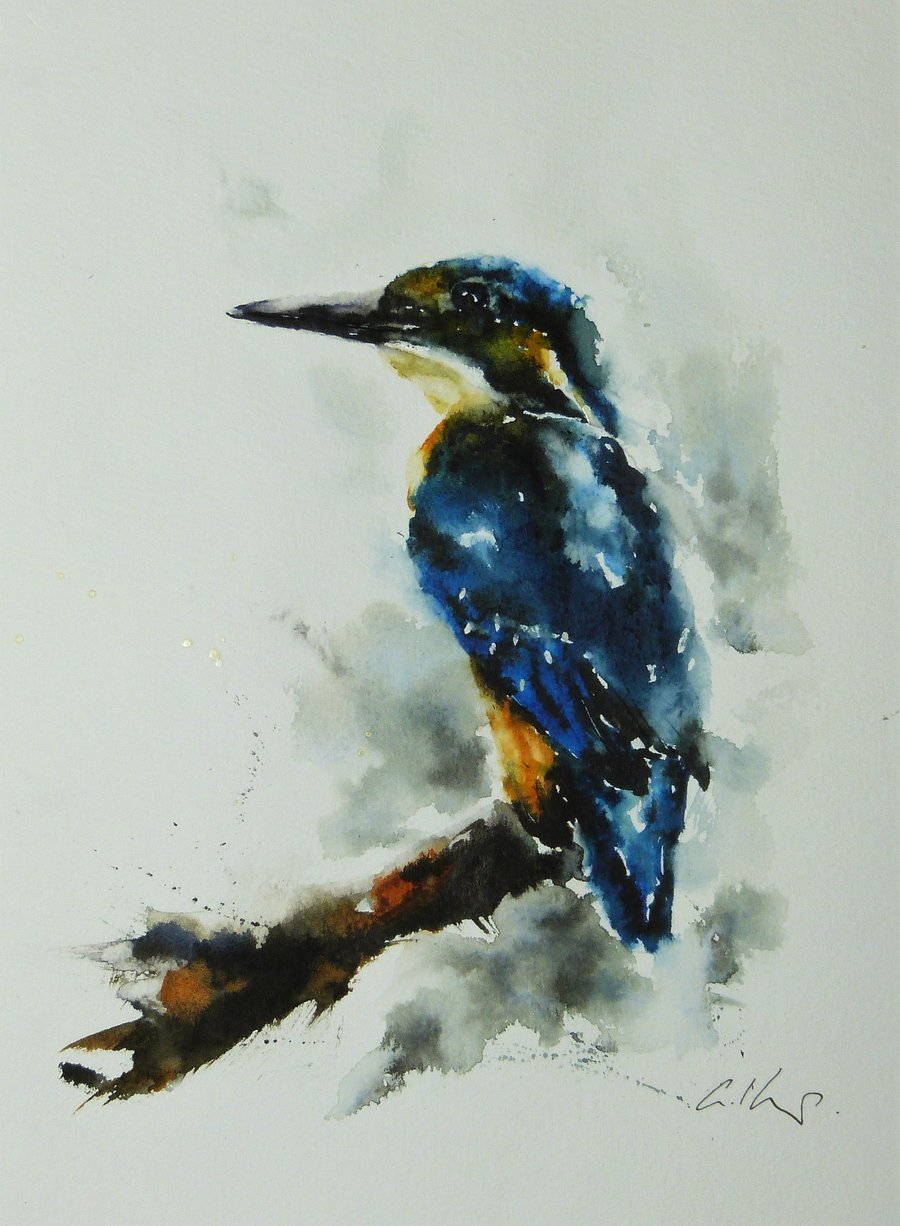 Kingfisher, Original Watercolour Painting.