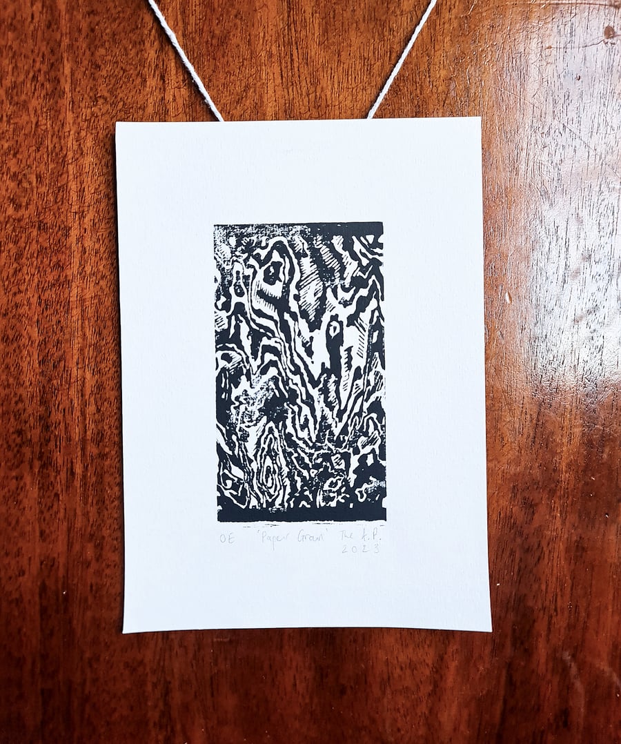 Wood Grain Pattern Linocut Print: Handprinted Architectural Materials Series