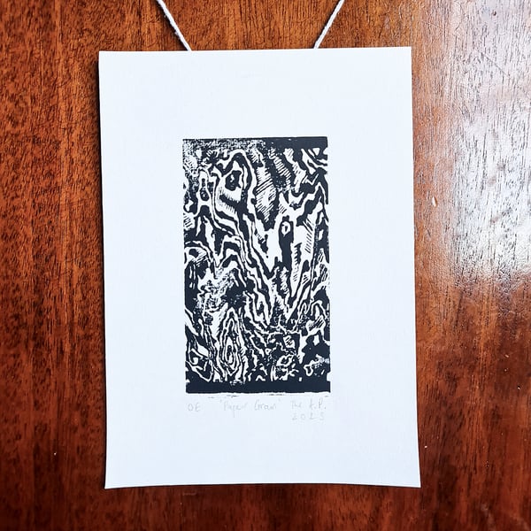 Wood Grain Pattern Linocut Print: Handprinted A... - Folksy