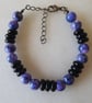 Blue and Black Beaded Adjustable Bracelet - Summer Seconds