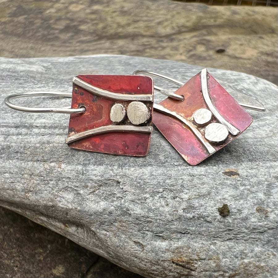 Copper and Silver Shoreline Earrings