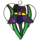 Iris Heart Suncatcher Stained Glass Purple 006