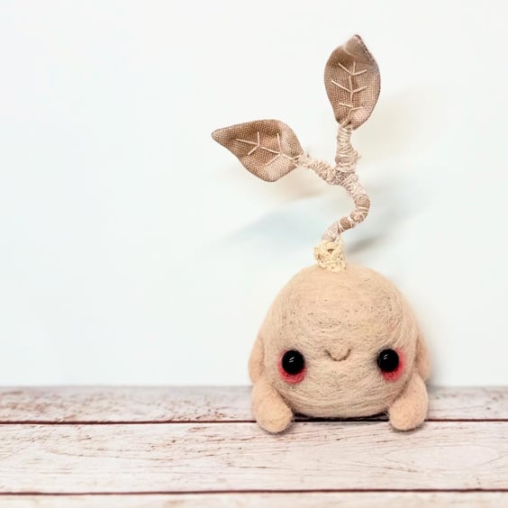 Cream Leaf Friend Needlefelted Art Doll