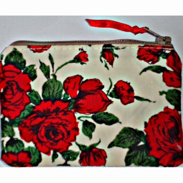 Liberty Red Roses Zipped Coin Purse