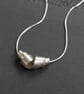 Silver birch bark scroll pendant - textured recycled silver - Image 1