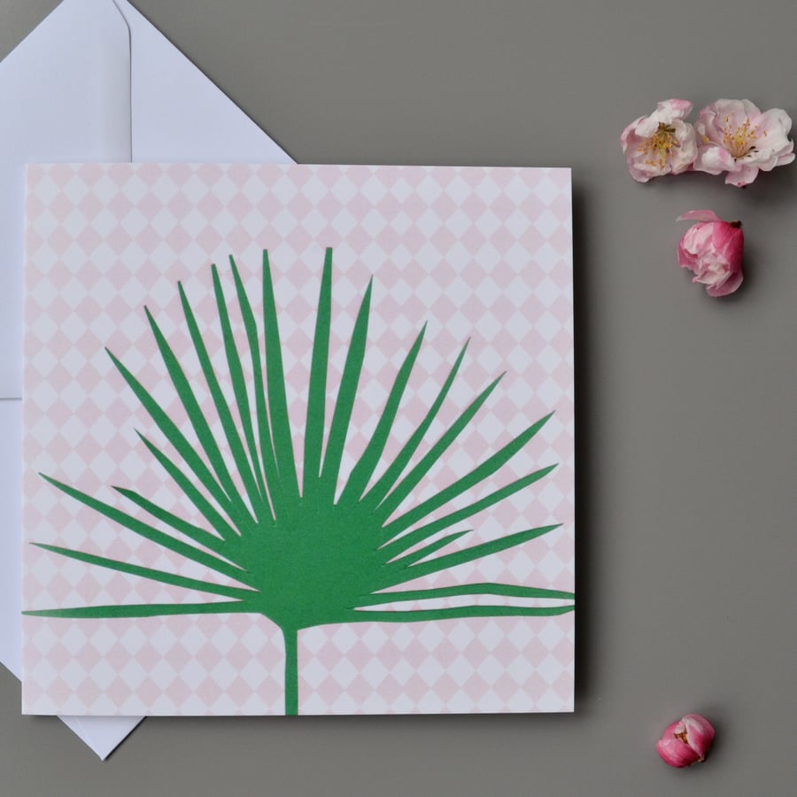 Fan Palm Blank Card - Plant Lovers Blank Card - Palm Leaf Birthday Card