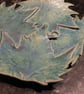 Handmade ceramic matt turquoise  blue leaf dish decoration  - Image 2