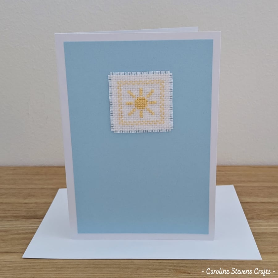 Sunshine cross stitch blank card - Folksy