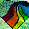 Stained Glass Wavy Heart Suncatcher - Multi Rainbow