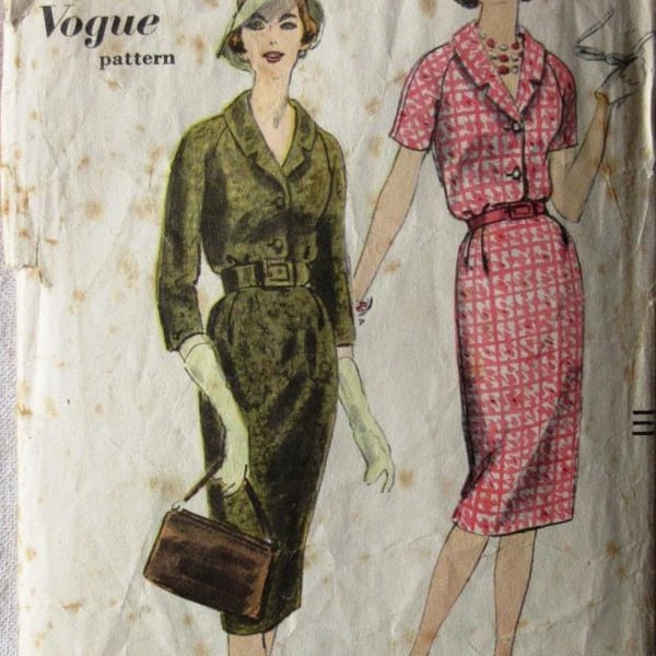A vintage sewing pattern for a woman's dress in size 16 (Vogue 9843)