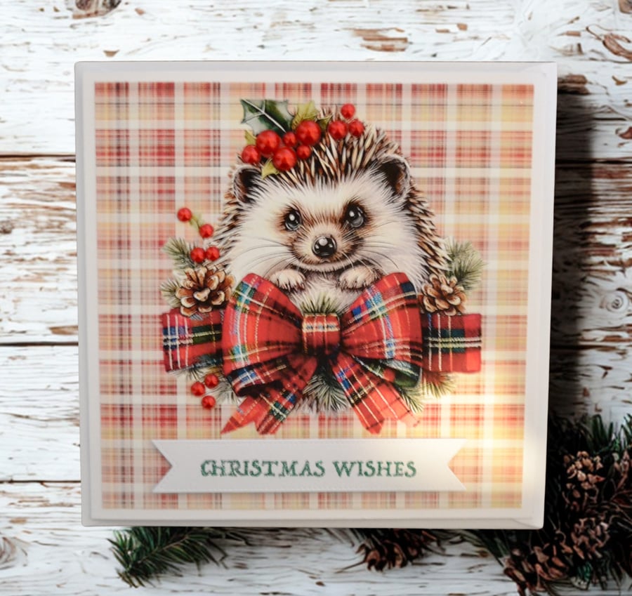 Christmas Wishes Hedgehog Greeting Card