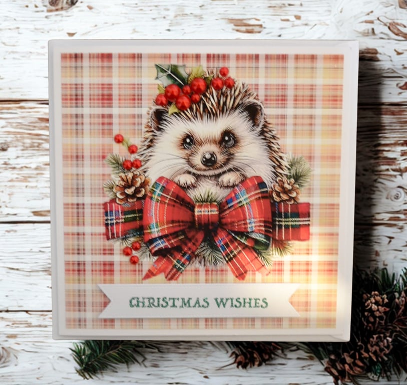 Christmas Wishes Hedgehog Greeting Card