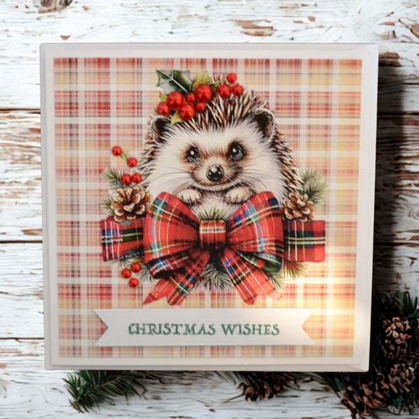 Christmas Wishes Hedgehog Greeting Card