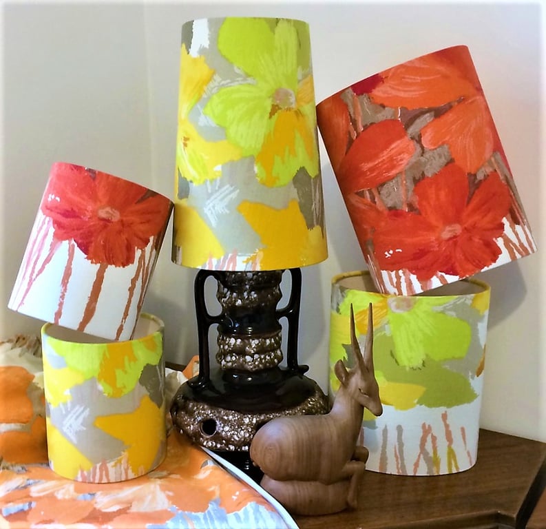 60s 70s Bright Lemon and Lime  Zesty Zingy MIDSUMMER Jonelle  Lampshade option 