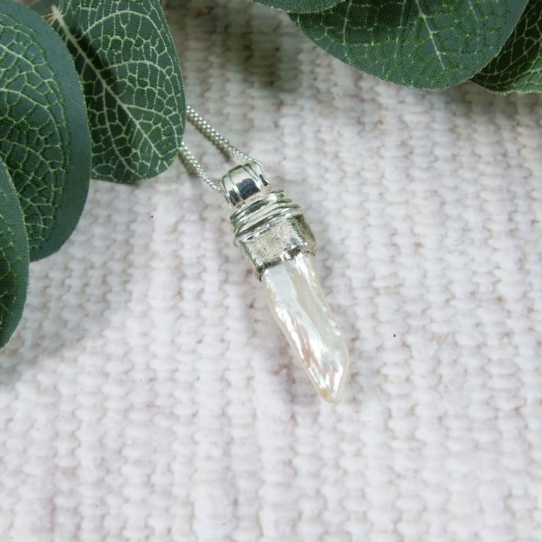 Necklace, Silver and Baroque Pearl