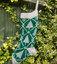 Handmade Green Tree Crochet Christmas Stocking - Image 1