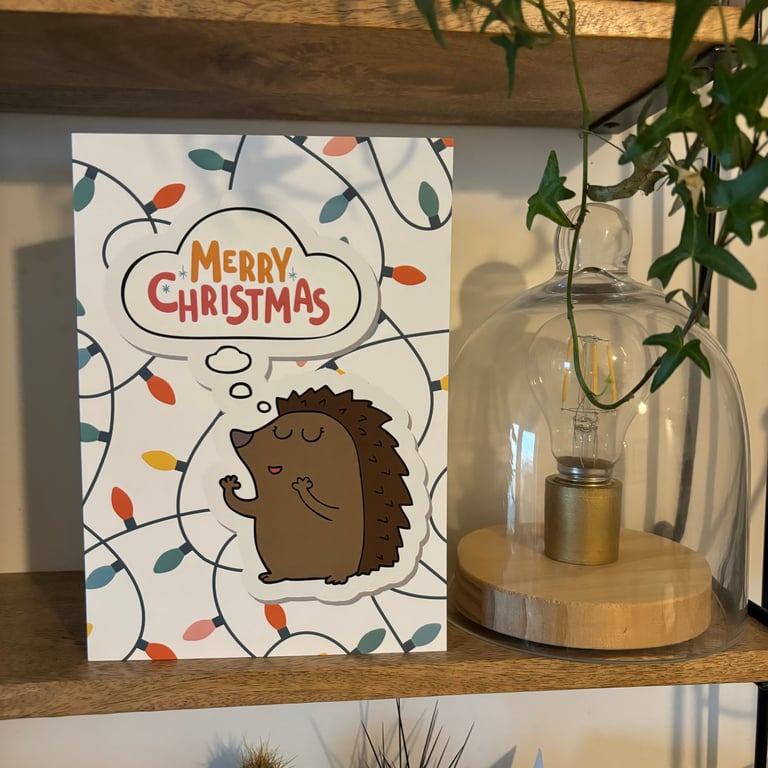 Pack of 6 Merry Christmas hedgehog cards. Festive hedgehog cards.
