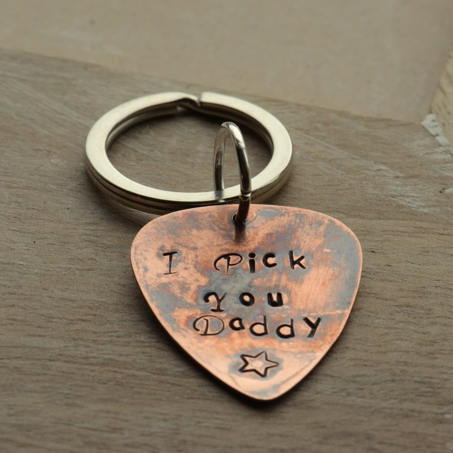I Pick You Daddy Personalised Copper Keyring