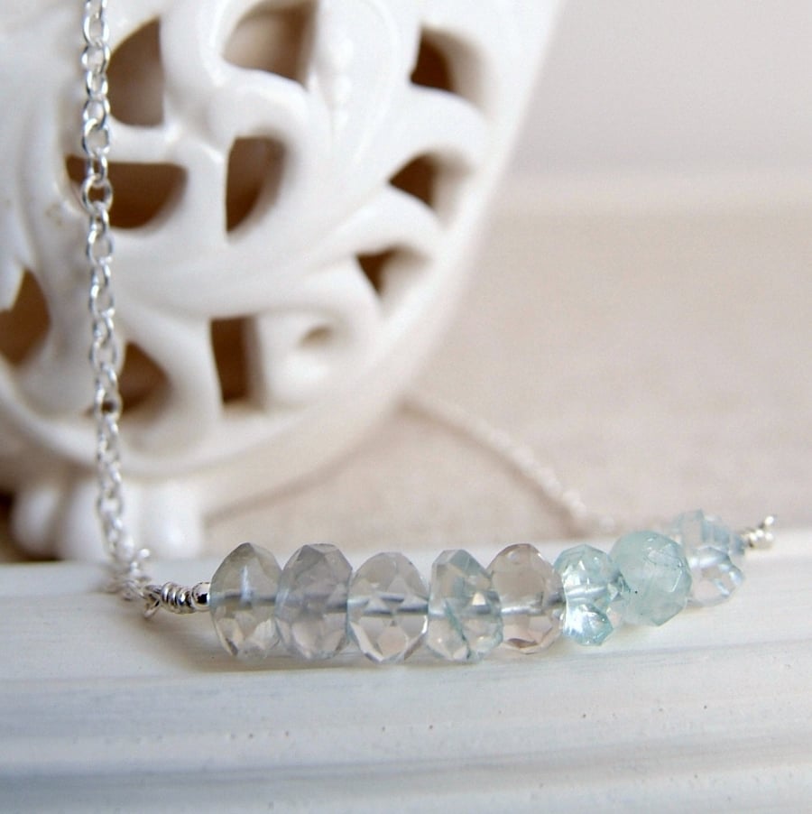 Silver necklace with Aquamarine 