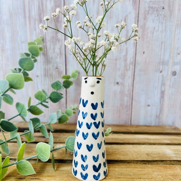 Small Blue Heart People Vase 