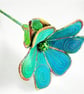 Blue Green Textile Art Flower - Image 3