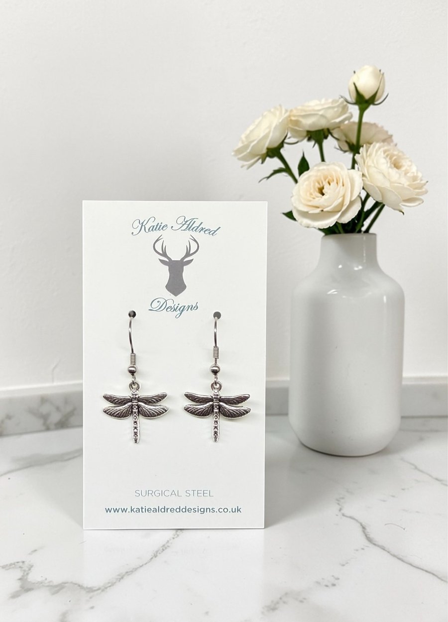 Charm Earrings - Traditional Dragonfly