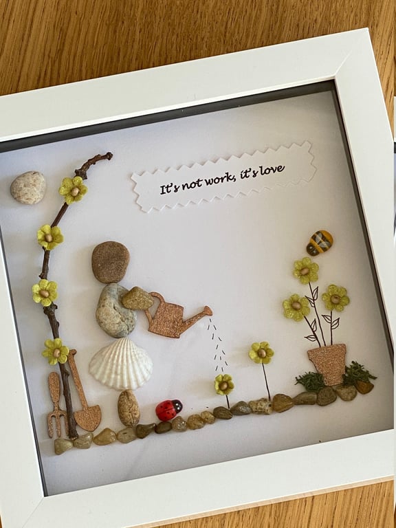 Gardening Pebble Frame, Retirement Gift, Thank You Gift, Nature Lover Pebble Fra